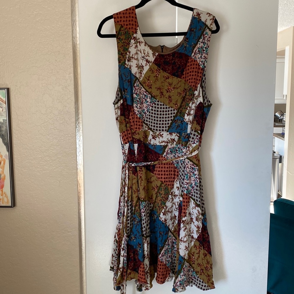Modcloth patchwork midi dress, 4x